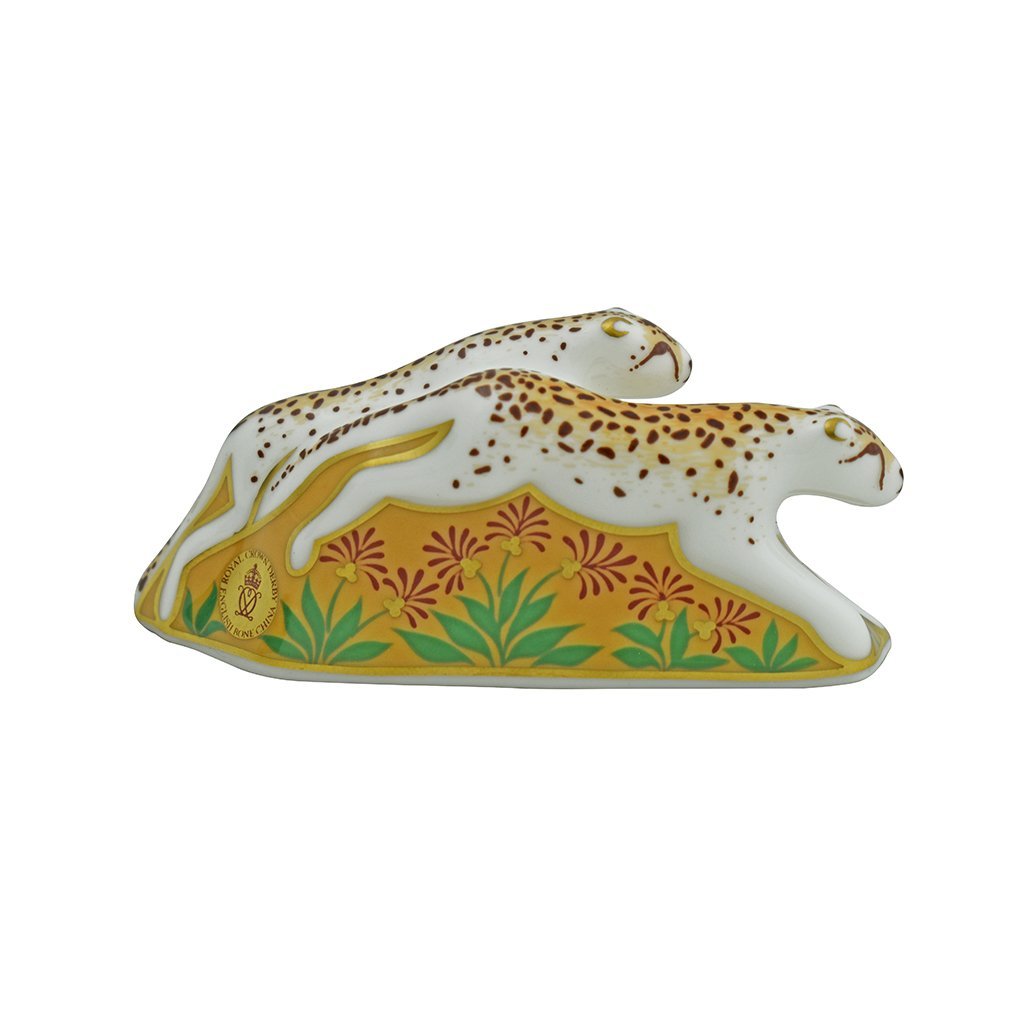 Royal Crown Derby Cheetahs Pair miniature-Paperweights-Goviers
