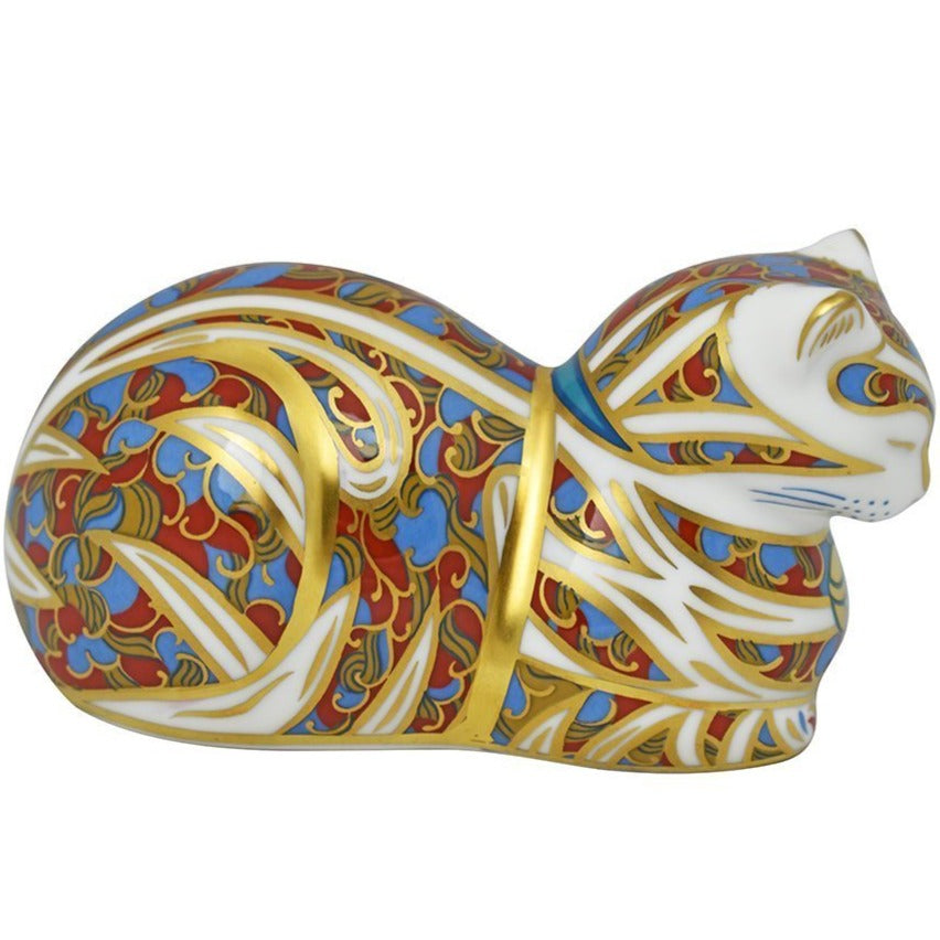Royal Crown Derby Contented Cat-Paperweights-Goviers