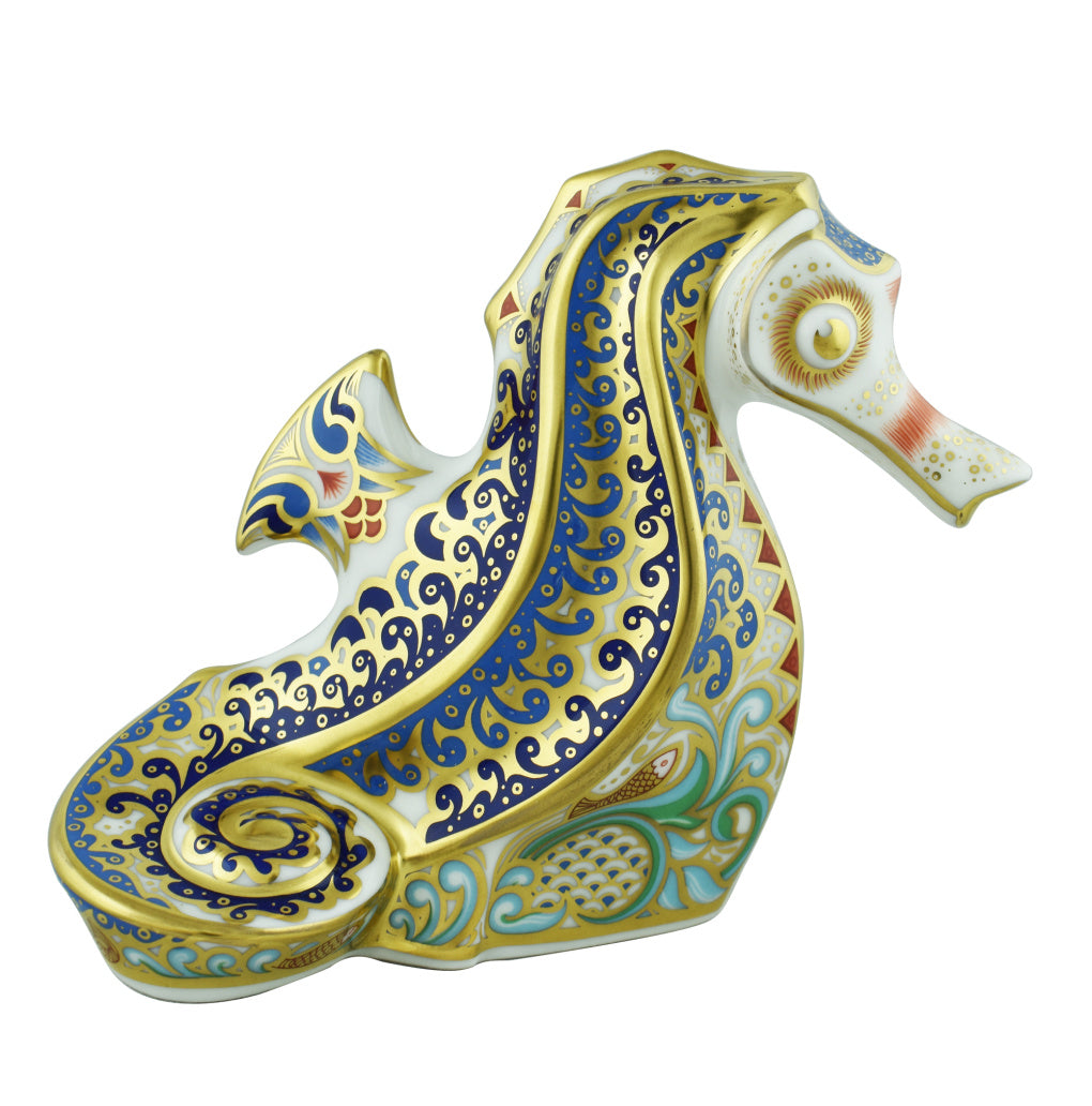 Royal Crown Derby Coral Seahorse-Paperweights-Goviers