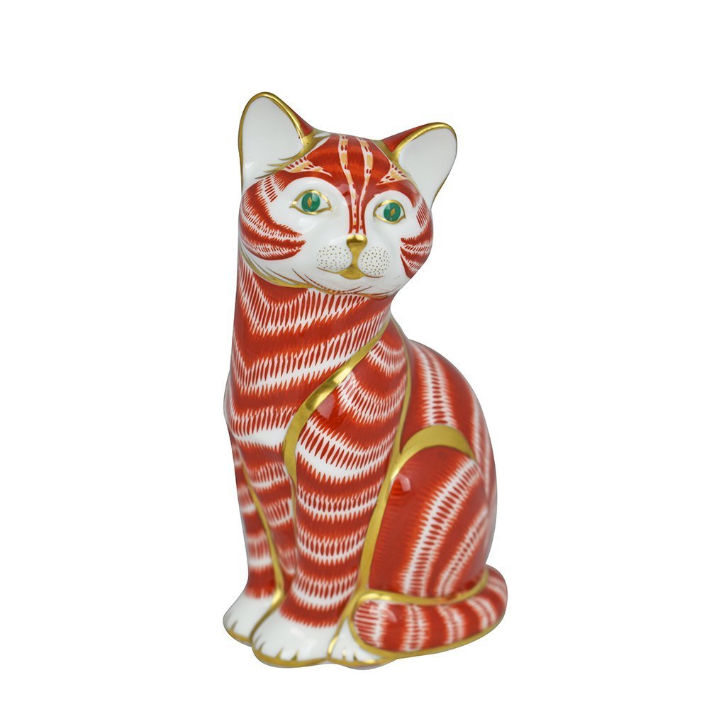 Royal Crown Derby Ginger Tom Cat-Paperweights-Goviers
