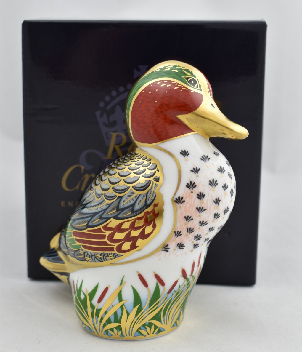 Royal Crown Derby Green Winged Teal-Paperweights-Goviers