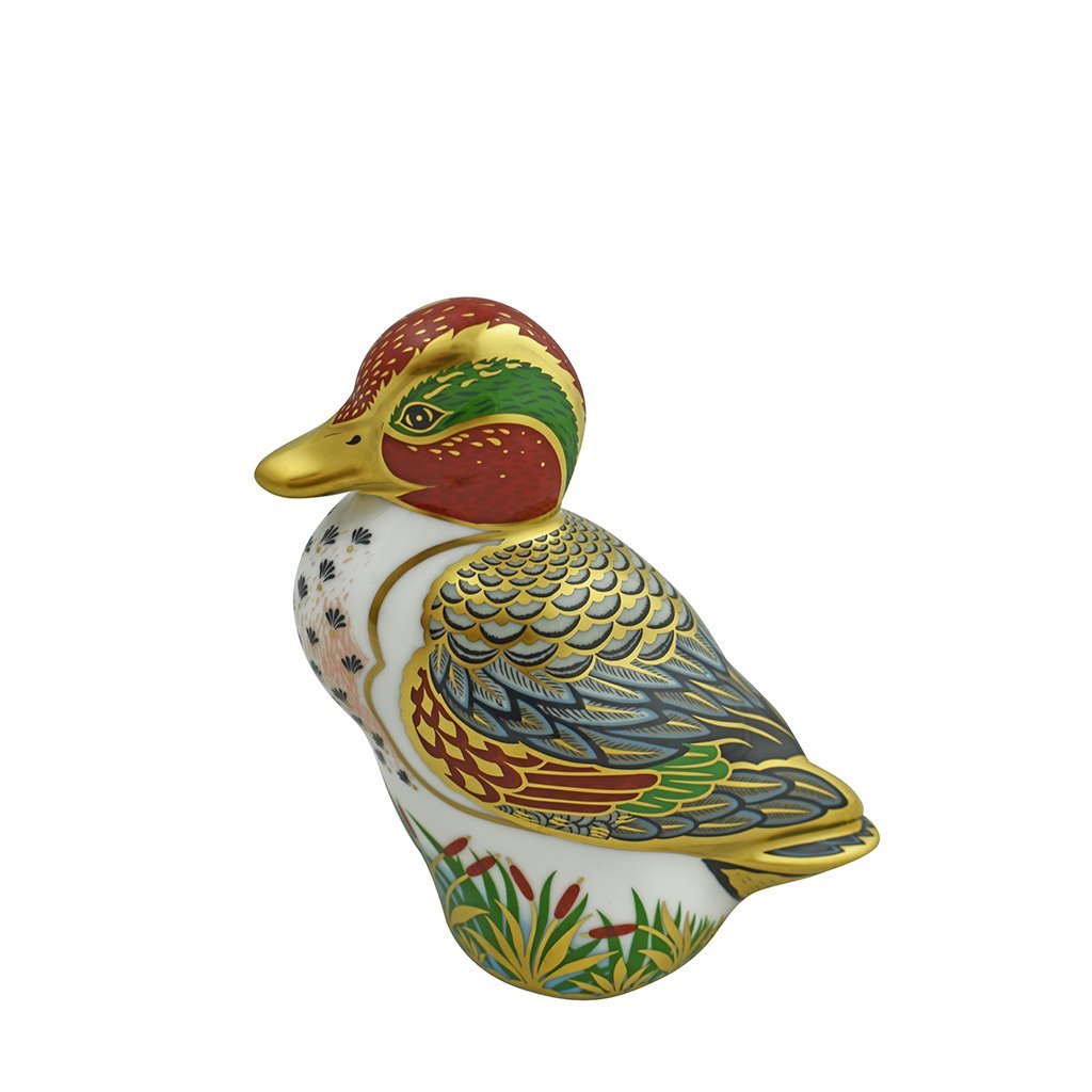 Royal Crown Derby Green Winged Teal-Paperweights-Goviers