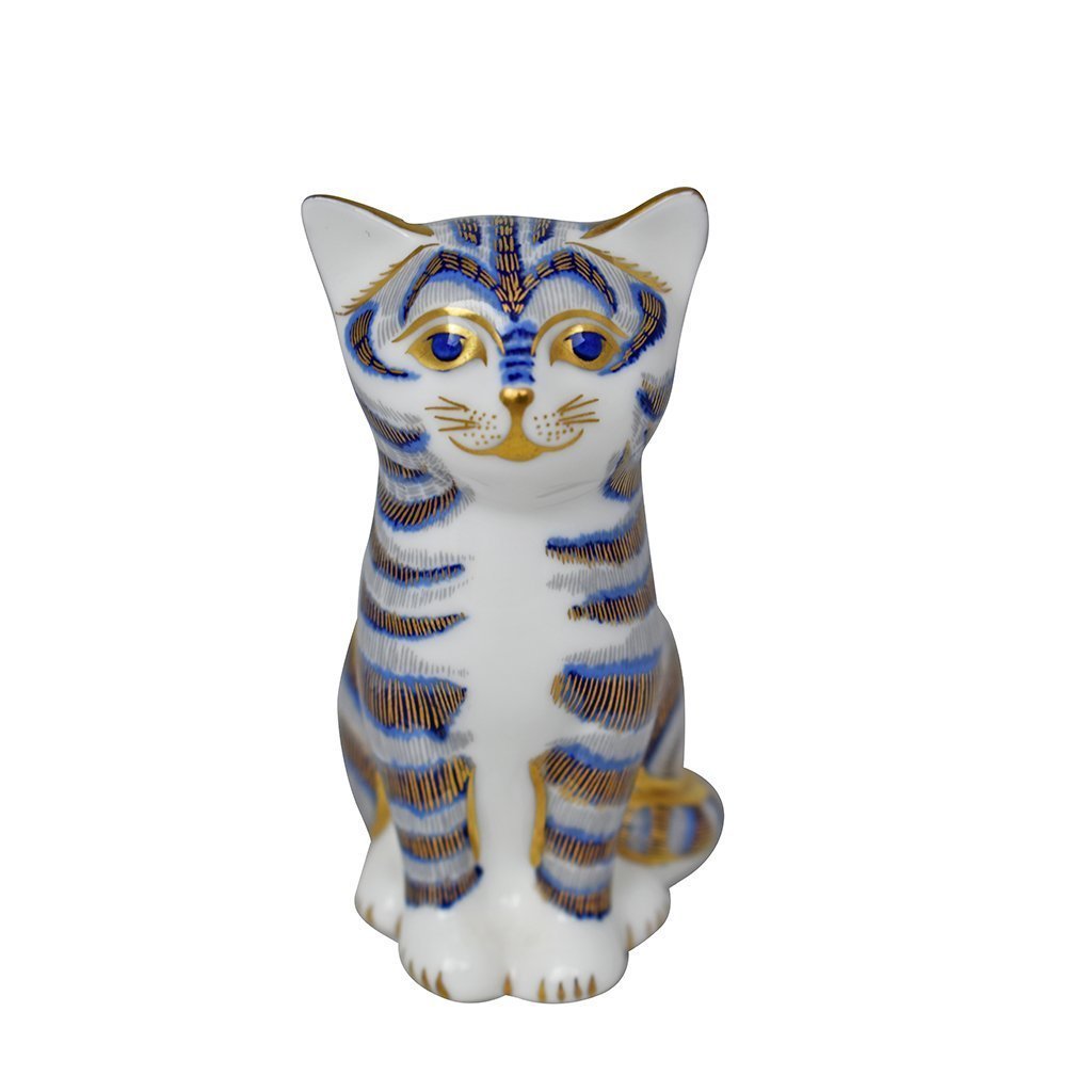 Royal Crown Derby Grey Kitten-Paperweights-Goviers