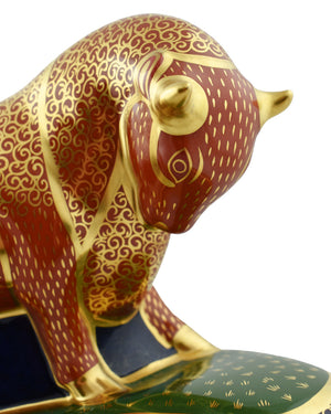 Royal Crown Derby Harrods Bull-Paperweights-Goviers