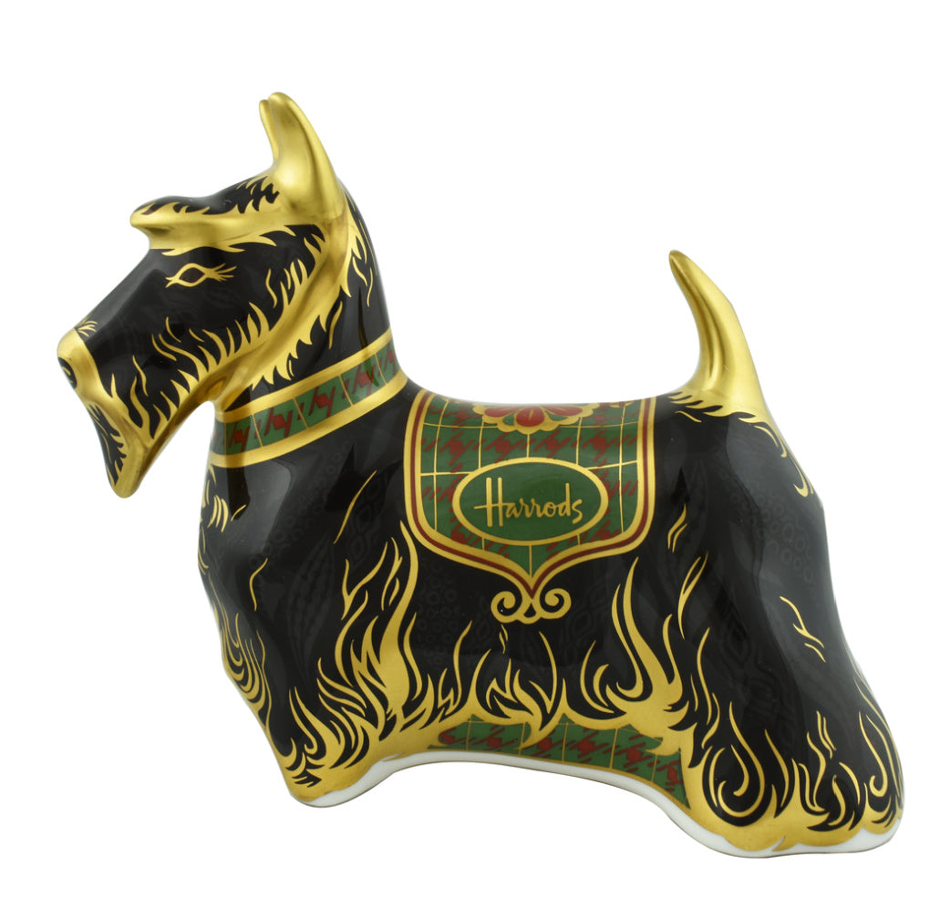 Royal Crown Derby Harrods Scottish Terrier-Paperweights-Goviers