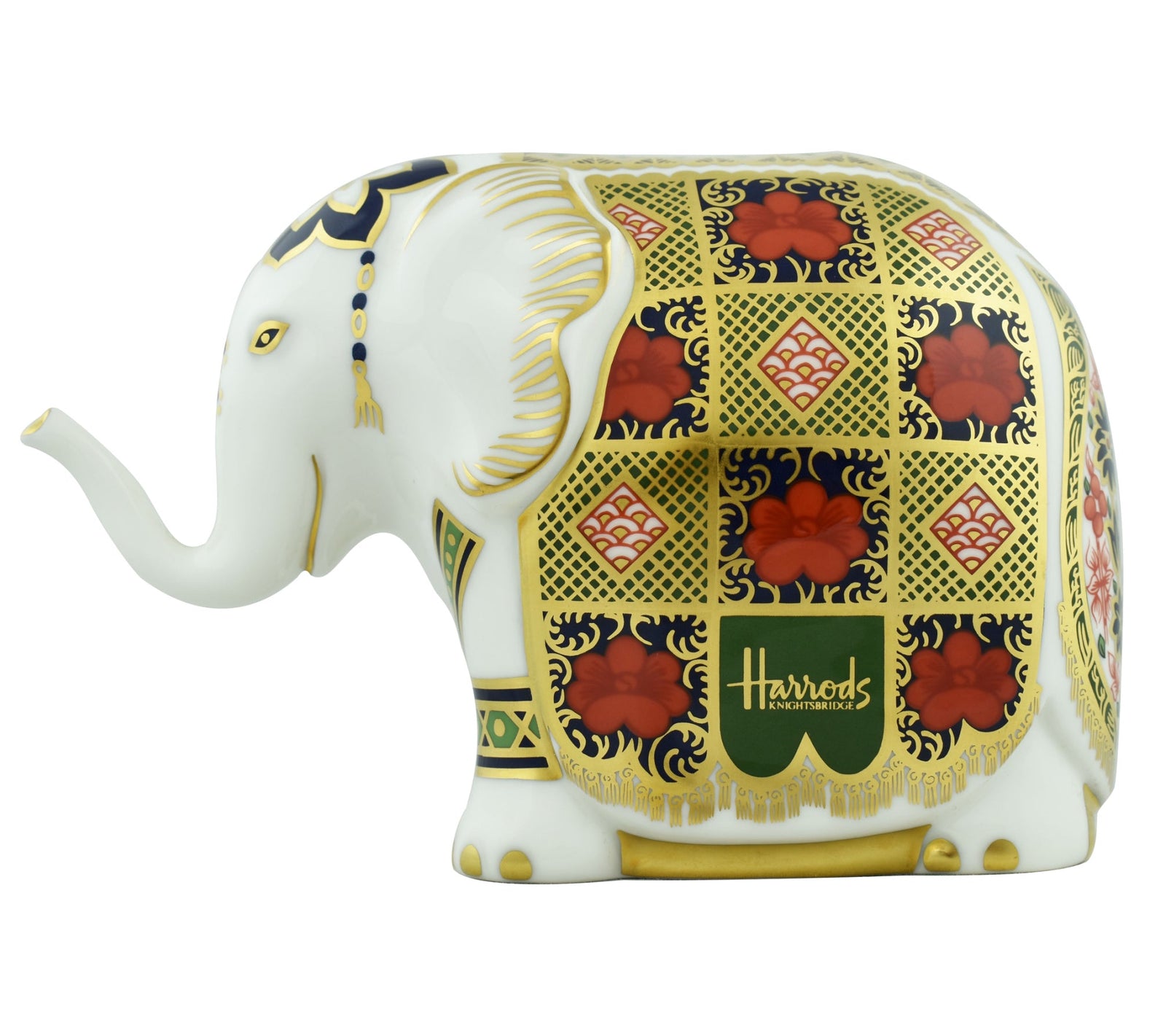 Royal Crown Derby Harrods Small Elephant-Paperweights-Goviers