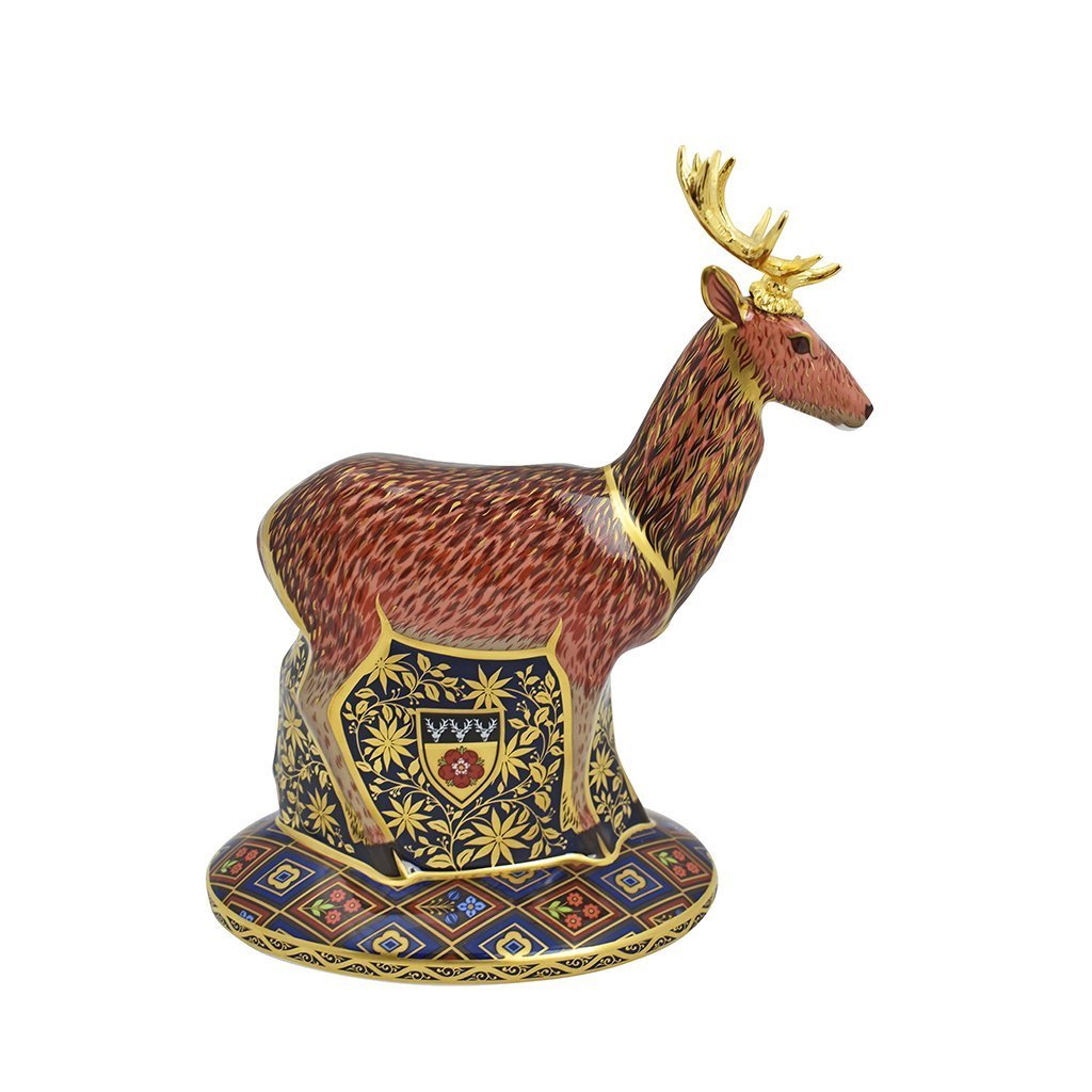 Royal Crown Derby Heraldic Derbyshire Stag-Paperweights-Goviers