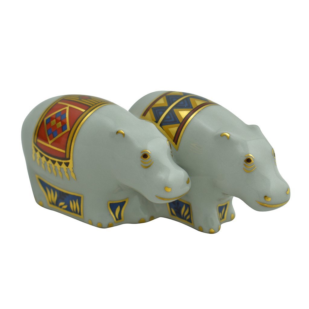 Royal Crown Derby Hippos Pair Miniature-Paperweights-Goviers