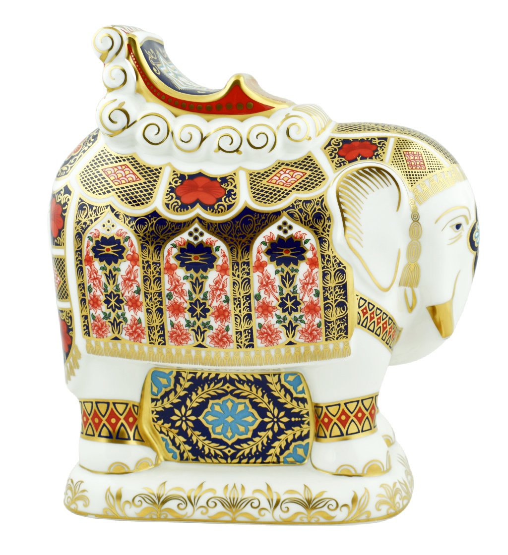 Royal Crown Derby Imari Large Elephant-Paperweights-Goviers