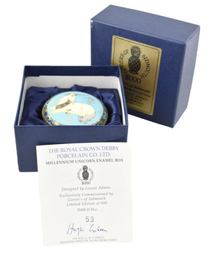 Royal Crown Derby Millennium Unicorn Enamel Box-Collectables-Goviers
