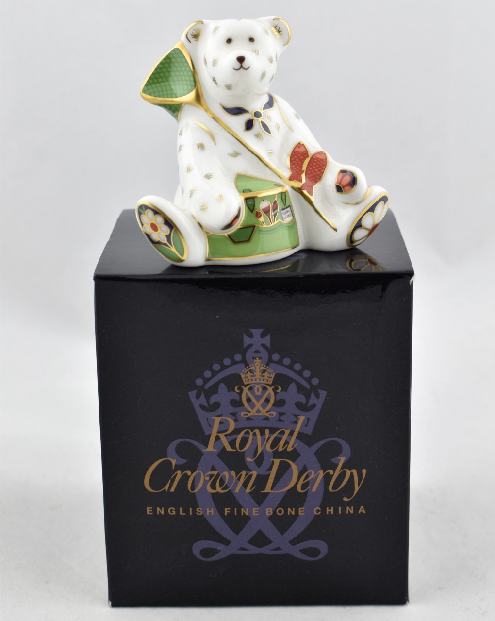 Royal Crown Derby Mini 'Gone Fishing' Fisherman Bear-Collectable Teddy bears-Goviers