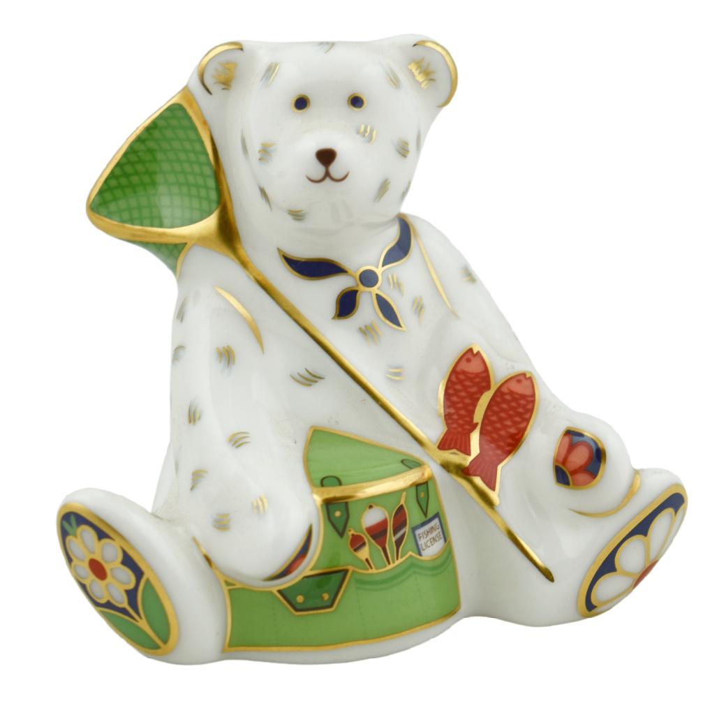 Royal Crown Derby Mini 'Gone Fishing' Fisherman Bear-Collectable Teddy bears-Goviers
