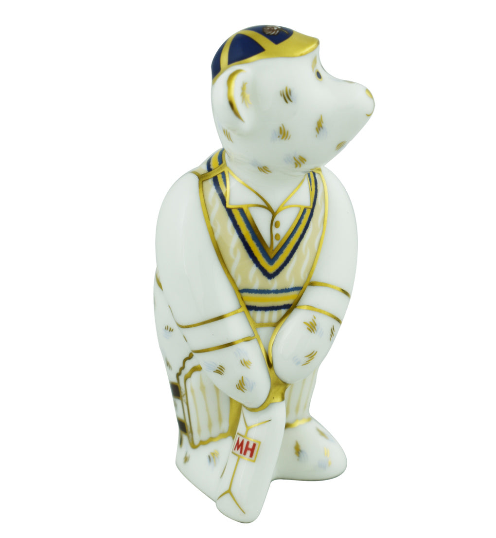 Royal Crown Derby Mini Mulberry Hall Cricketer Bear-Paperweights-Goviers
