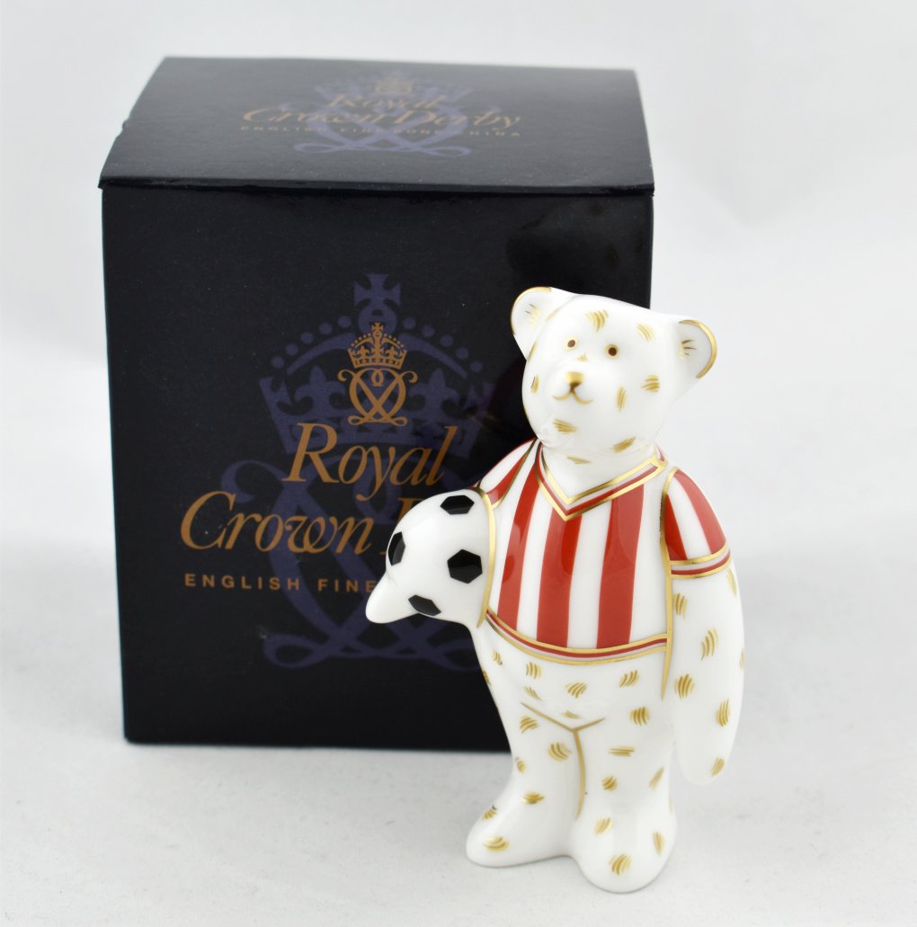 Royal Crown Derby Mini Red Footballer Bear-Goviers