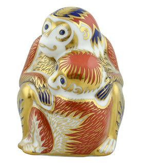 Royal Crown Derby Monkey and Baby-Paperweights-Goviers