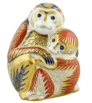Royal Crown Derby Monkey and Baby-Paperweights-Goviers