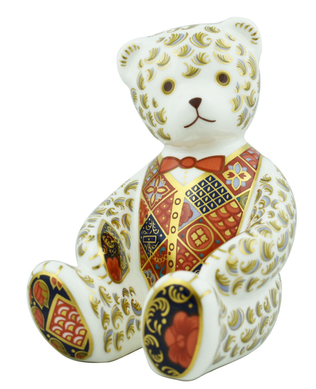 Royal Crown Derby Red Bow Tie Teddy-Paperweights-Goviers