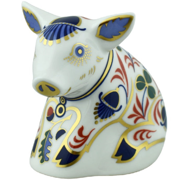 Royal Crown Derby Sitting Piglet-Paperweights-Goviers