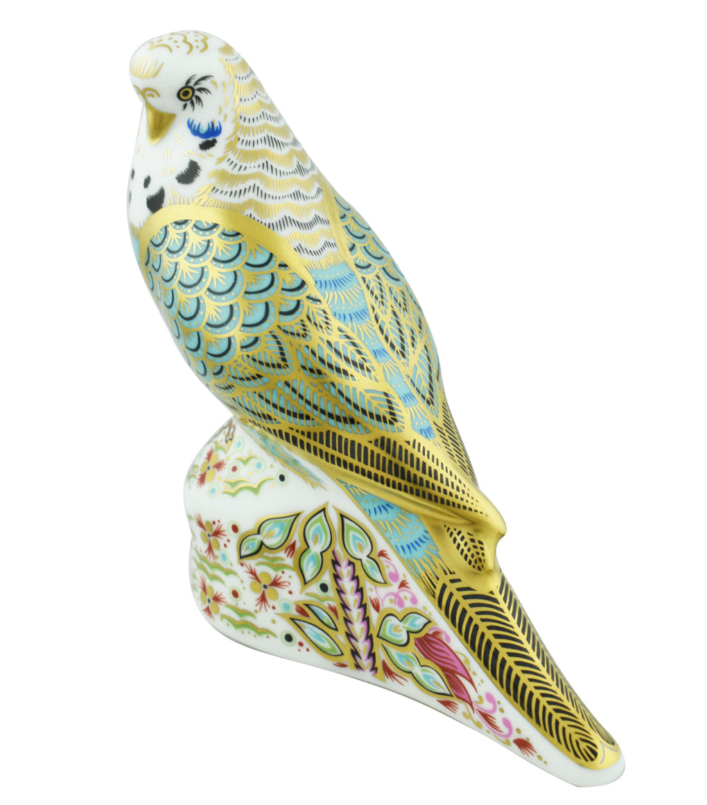 Royal Crown Derby Sky Blue Budgerigar-Paperweights-Goviers