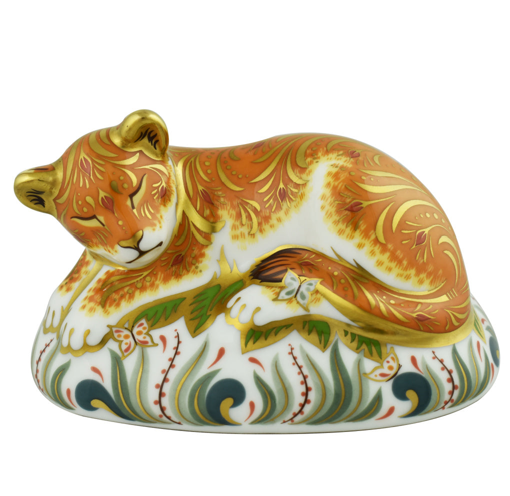 Royal Crown Derby Sleepy Lion Cub-Paperweights-Goviers