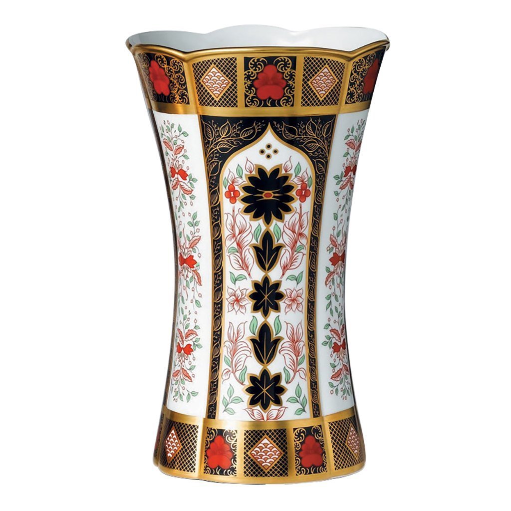 Royal Crown Derby Solid Gold Band Column Vase, large-Home Accessories-Goviers