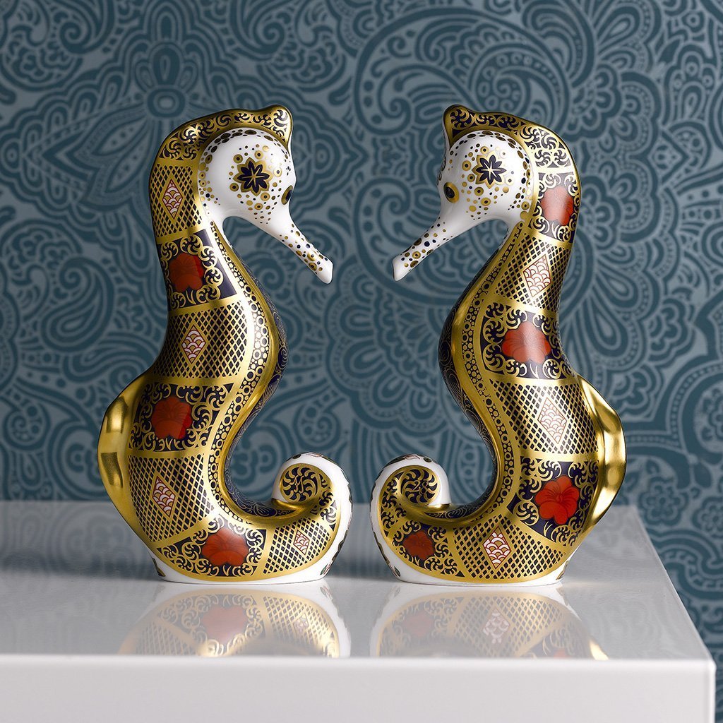 Royal Crown Derby Solid Gold Band Seahorse New-Collectables-Goviers