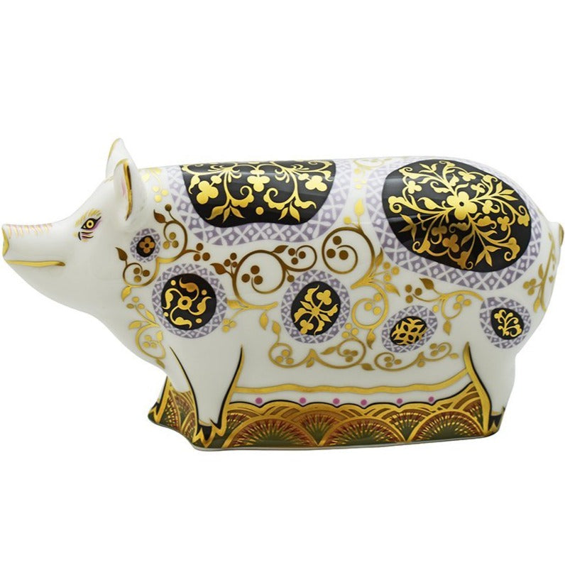 Royal Crown Derby Spotty Pig-Paperweights-Goviers