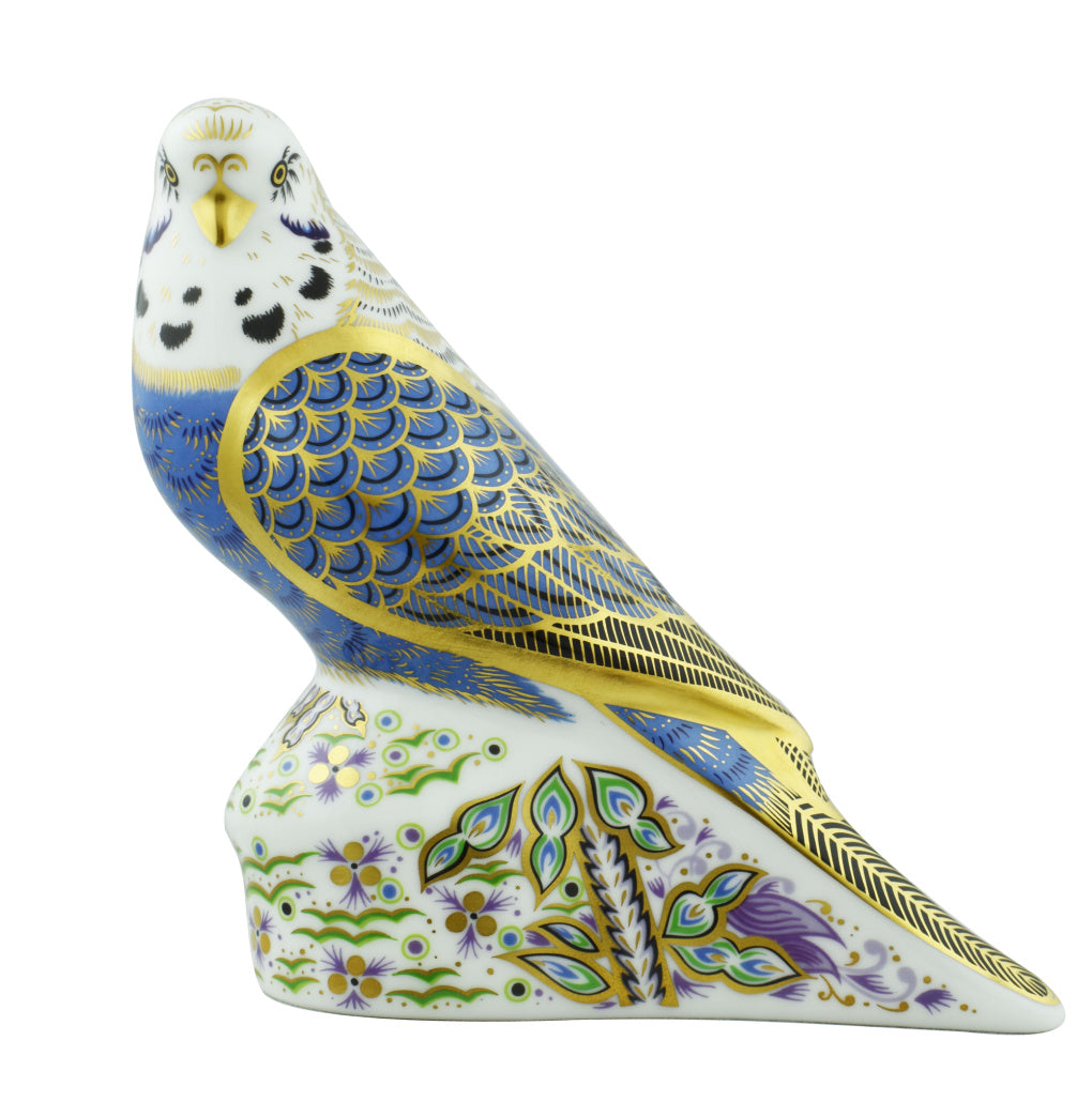Royal Crown Derby Violet Budgerigar-Paperweights-Goviers