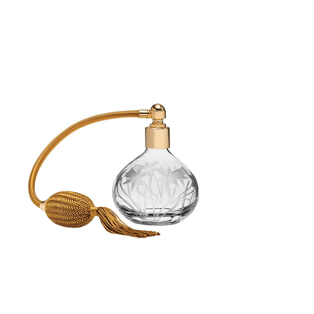 Royal Scot - Daffodils - Round Perfume Atomiser, Gold Puffer-Crystal-Goviers