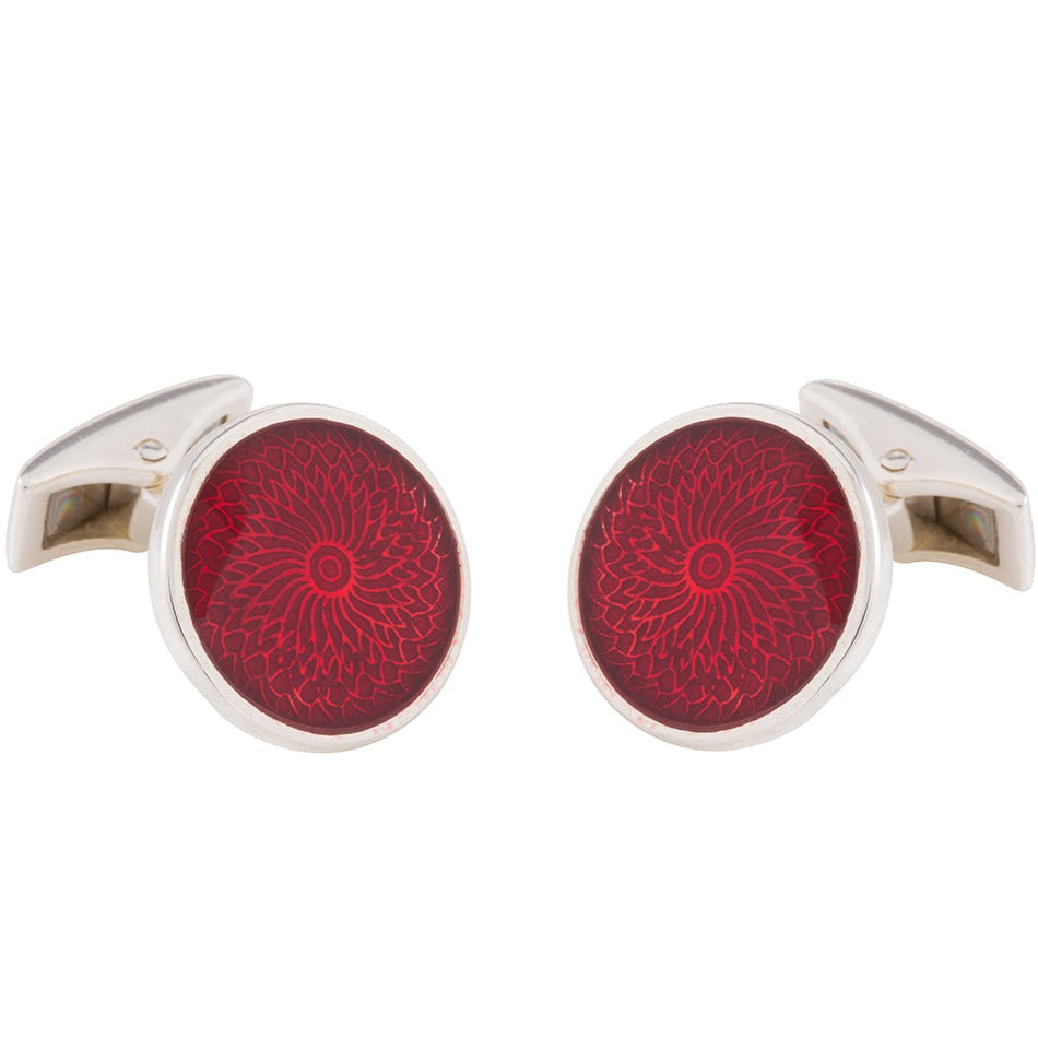 Saturno Round Red Cufflinks-Jewellery-Goviers