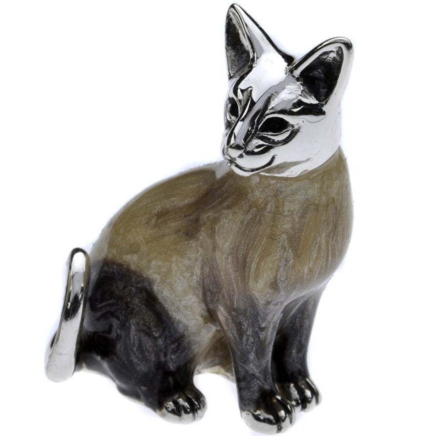 Saturno Siamese Cat Silver Small-Collectables-Goviers