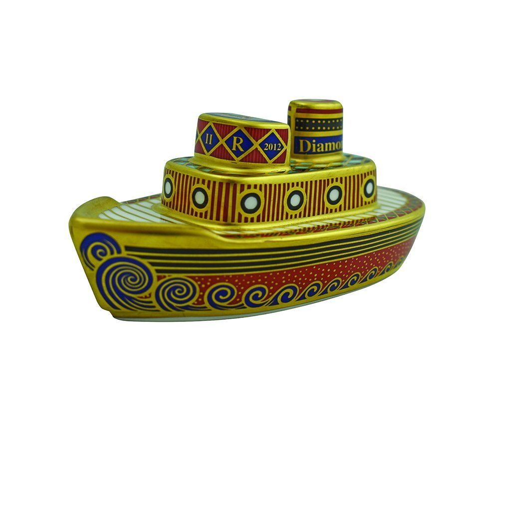 Royal Crown Derby Jubilee Pageant Tug Boat-Paperweights-Goviers